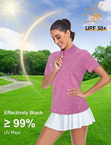 Camisetas de pólo de golfe feminino cucuchy 1/4 zíper para a manga curta Manutenção Wicking Sports Sports Tops Tops