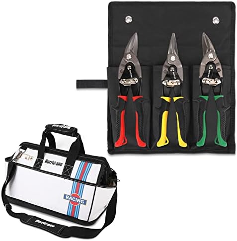 Furacão Aviation Tin Snips 3 PC com 16 polegadas de upgrade de boca larga bolsa de boca