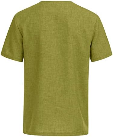 Topunder Men Baggy Retro Cotton Linen Solid Slave V Camisetas de pescoço T Tops Bloups