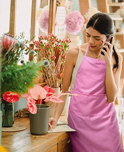 Zihuatailor Apron rosa claro para mulheres com bolsos | Avental feminino leve e ajustável