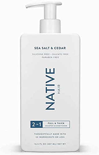Salto marinho nativo e shampoo e condicionador 2-em-1, cheio e grosso | livre de sulfato, livre de parabenos, sem corante, com