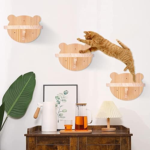 Cat prateleira de gato prateleiras de escalada e bate de gatos plataforma de gato ladda de madeira maciça mobiliário