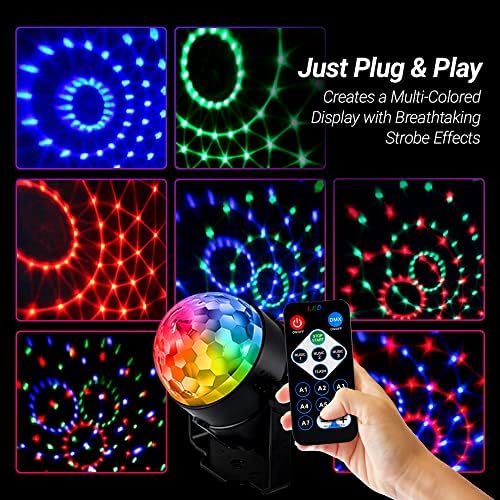 4 Pacote Bluex Bulbs Disco Luzes de festa - LEDS LED SOM ENVIADO STROBE LUZES COM CONTROLO REMOTO RECONTEIRO RGB DJ LUZES DE BOLA