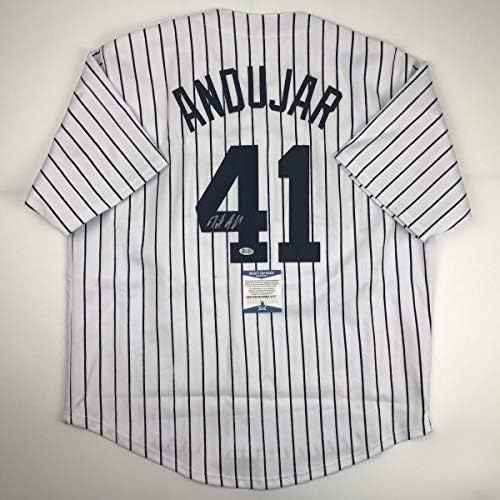 Autografado/assinado Miguel Andujar New York Jersey Beckett Bas Coa