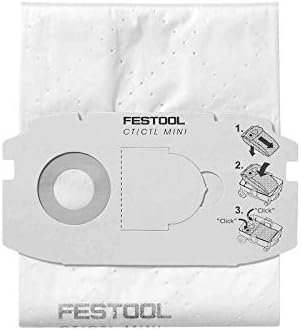 Festool 498410 Bolsa de filtro auto -limpa para CT Mini 5 pacote