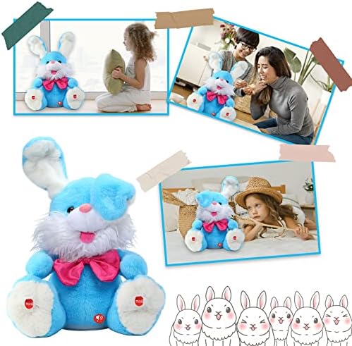 Miaodam Bunny Backed Animal, Children Songs & Nullabies Peek-A Boo Toys Repete o que você diz com orelhas de disquete, cantando presentes de aniversário de animais de pelúcia 6 7 8 9 10 12 Mês 1 ano menina menina menina menina