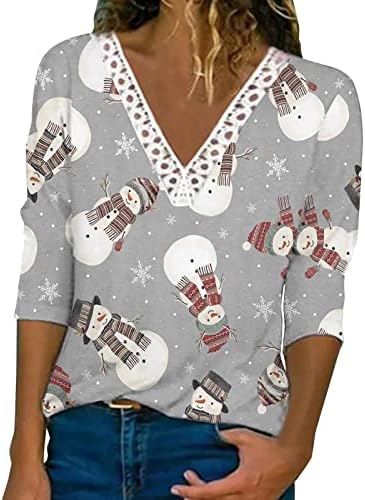 Camista de Natal de Mulher Feminino de Vista Longa Funnidade Túria Graphic Tunic Tunics LOUP