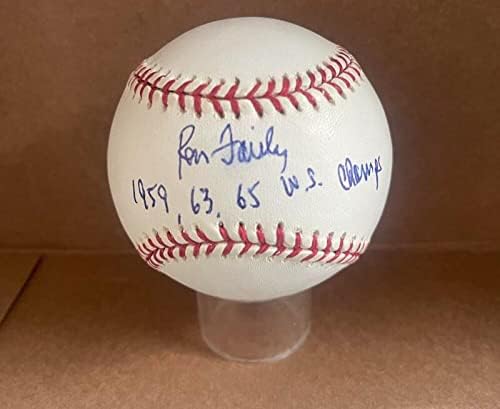 Ron razoavelmente 59 63 65 Champs Dodgers assinou M.L. Baseball JSA AH66079