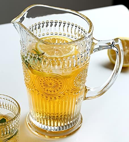 Kingrol 50 oz de jarro de vidro, jarro de jarra de água vintage para chá de gelo, suco caseiro, leite, bebidas,