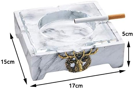 Yuanflq cinzray para erva daninha de veado de veado cinzeiro europeu elegante cigarros de mesa de mesa para fumantes, bandeja de cinzas fumantes para desktop artesanal com cilindro interno de vidro destacável para decoração de casa, preto