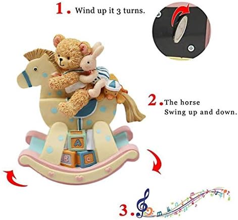 N/A Caixa de música rotativa Urso de cavalgada Caixa de música Rabbito Trojan Child Birthday Resin