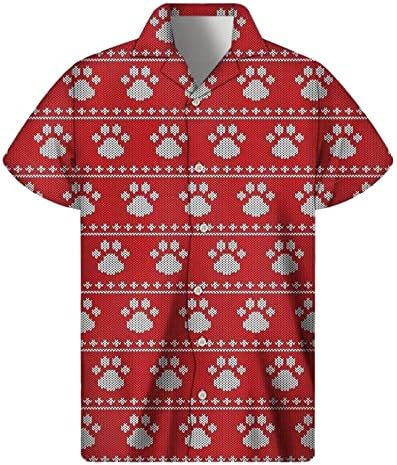 Wocachi Christmas Button Down camisetas para masculino Manga curta engraçada Xmas Papai Noel