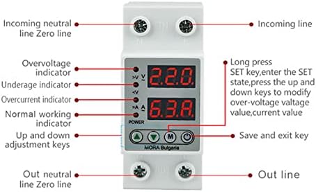 HWGO Digital ajustável Over e sob tensão Protetor Display dual 40A 63A 230V Limite de surto de revezamento ferroviário DIN DINA