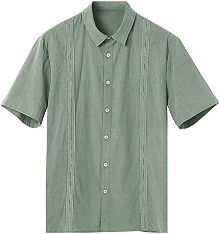 XXBR Camisas de linho de algodão masculinas Novo Button Summer Down Tops Tops de manga curta Fit Fit Casual Casual Aloha Camisa