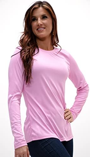 DevOps Women's 2-Pack UPF 50+ Proteção solar de manga longa Camisetas secas rápidas para o treino de corrida