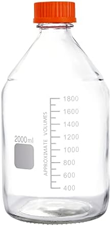 Pasteína 1 peça 2000 ml 2 litros graduados reagentes reagentes/garrafa de vidro de armazenamento com tampa de parafuso de polipropileno