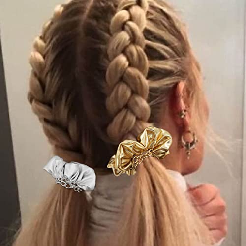 Cabelo de pulseira Cakure Beliscos de cabelos prateados dourados Cabelo cauda de cabelos de cauda de cauda elástica faixas de