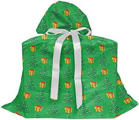 Bolsa de presente de Natal verde lunarável, árvore de natal de arte pixel e apresenta presentes composição colorida, festas