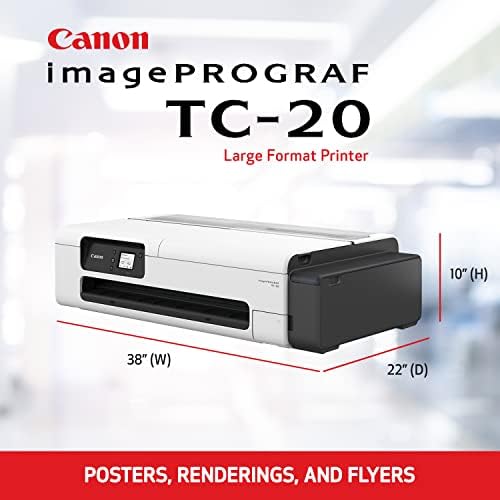 Canon ImagePrograf TC -20 Poster de grande formato de 24 Impressora e plotter - Roll e corte de papel de corte automático, navios com 280 ml de tinta - USB, Wi -Fi, LAN