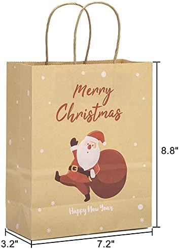 Ronvir Christmas Presente Sacos - 50pcs Bolsas de férias com natal impresso para festas de festas, sacolas de férias