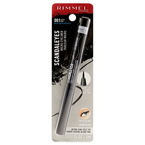 Rimmel Scandaleyes Precision Mirco Eyeliner, preto 001, pacote de 1