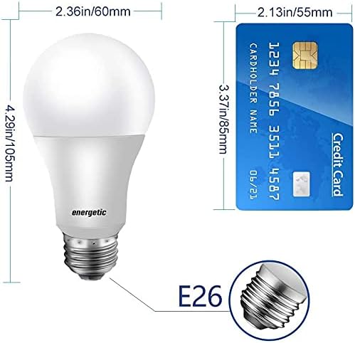 Lâmpada LED de 6 pacote de 6 pacote energético, 60 watts equivalente, 3000k branco quente, base média e26, lâmpada LED