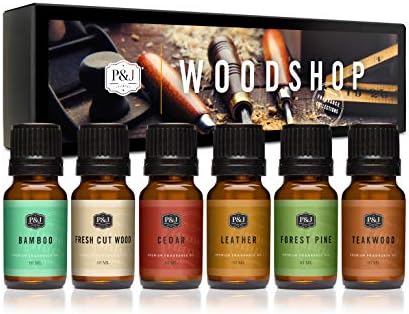 Conjunto de Gentlemen de 6 óleos de fragrância premium - couro, tabaco doce, teakwood, rum, cedro, sândalo