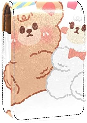 Caixa de batom de Oryuekan, bolsa de maquiagem portátil fofa bolsa cosmética, organizador de maquiagem do suporte do batom, cartoon animal urso coelho adorável