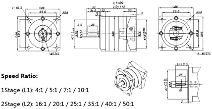 Redutor de velocidade NEMA 34 Redutor do motor de trampolim, redutor planetário de 86 mm, razão4: 1,5: 1,10: 1 caixa de engrenagens