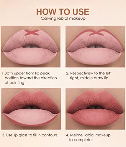 Sumeitang 6pcs Lip Liner e Lipstick Makeup Conjunto, 3 Lip Lip Lip Stick com 3 lápis lipliner liso correspondente, todos em