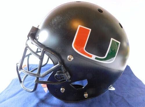 2019 temporada da NCAA Miami Hurricanes emitida pelo capacete de futebol preto Tamanho XL - Capacetes usados ​​na NFL não assinados