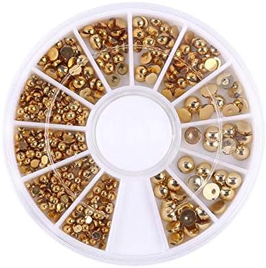Sala -Ctr - 1Box 3D plástico misto mista mista dourada perfuração de água redonda pérolas para arte unhas manicure beleza acessórios de decoração ferramentas de arte unhas