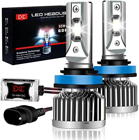 Pacote FXC 2 Super Bright H11 H8 H9 Bulbos de farol de LED, kit de conversão de reposição de luzes de plugue e play LED, 6500k