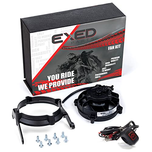 EXED PEÇAS - Ventilador de resfriamento do radiador SPAL original e kit de montagem para KTM e Husqvarna, com interruptor de LED