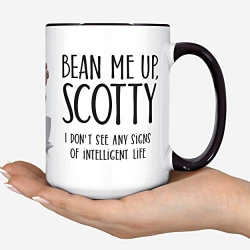 Cabeças de melancia de 15 onças caneca de café Star Trek - Feen -me Up, Scotty. Sem sinais de vida inteligente. Grande xícara