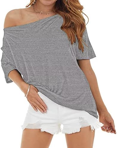 Leedya feminino fora dos ombros Tops de verão camisa de manga curta Bloups Fit Fit Tunics