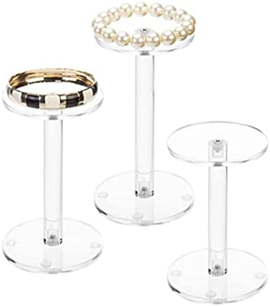 Hesin Acrílico Display Riser para relógios de jóias Round Pedestal Stand Small Figura Conjunto de 3