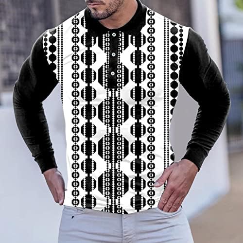 Camisas pólo masculinas do ZDDO, Fall Street Art Graphic Funny Print Button Button Muscle Muscle Slim Fit Tennis Sports Novidade camisa