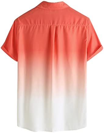 Ayaso masculino casual de manga curta, impressão de gradiente Botão básica camisa, roupas leves de praia de verão para homens