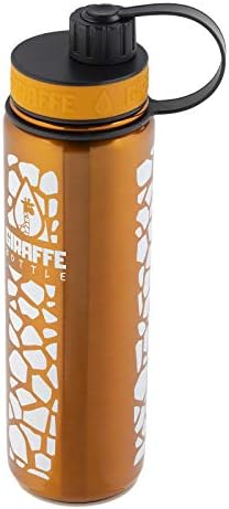 Garrafa de girafa 24 oz de aço inoxidável Bottle com tampas isoladas e de bebidas diretas, laranja com padrão de girafa