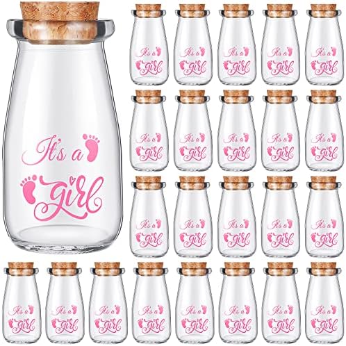 24 pacotes chá de bebê favorita jarra de leite jarra de leite vintage para meninas garrafa de vidro com tampas de cortiça