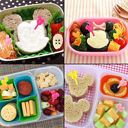 Baborui Mouse Head Food Picks for Kids, 40pcs Mini Bow Cartoon Fruit Picks, Bento Forks fofos para acessórios para lancheira