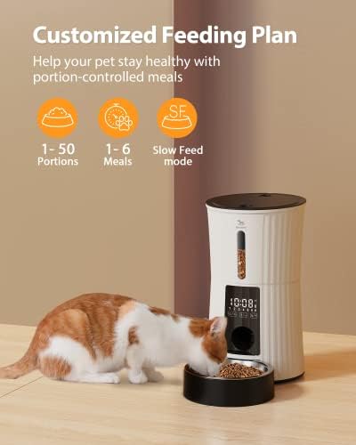 Alimentadores de gatos automáticos com cronometramento petorial-4l Recarregável Distribuidor de alimentos secos de gato com bateria