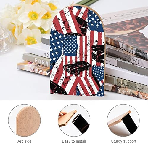 Muscle Car Flag American Wood Livros Livros portadores de livros pesados ​​para prateleiras Livros decorativos