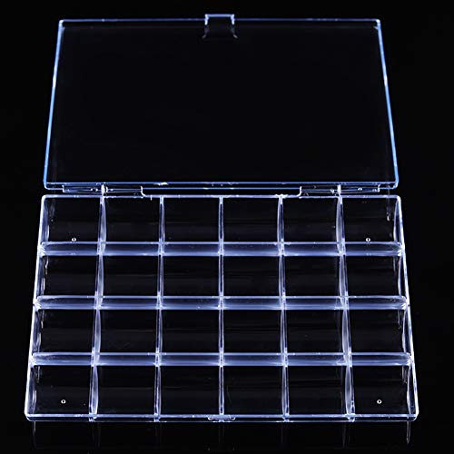 BornBeauty 24 slots vazios da caixa de armazenamento de unhas transparentes Caixa de armazenamento Glitter Rhinestone Acessórios de cristal Caixa de armazenamento de contêiner