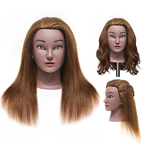 HJ Dool Manequin Head 14 Real Hairdresser Cosmetology Mannequin Manikin Treinando cabelos da cabeça e suporte de grampo