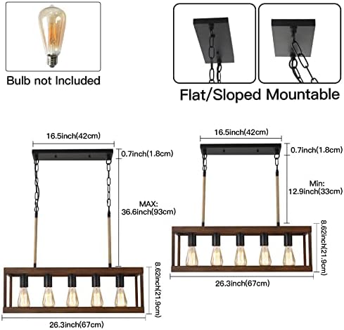 Seeblen Farmhouse Kitchen Lightures, luminária de metal com 5 luzes de metal, lustrador industrial para sala de jantar mesa de