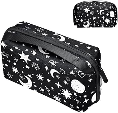 Bolsa de bolsas portáteis de organizações eletrônicas preto e branco estrelas da lua Viagem de armazenamento de cabos