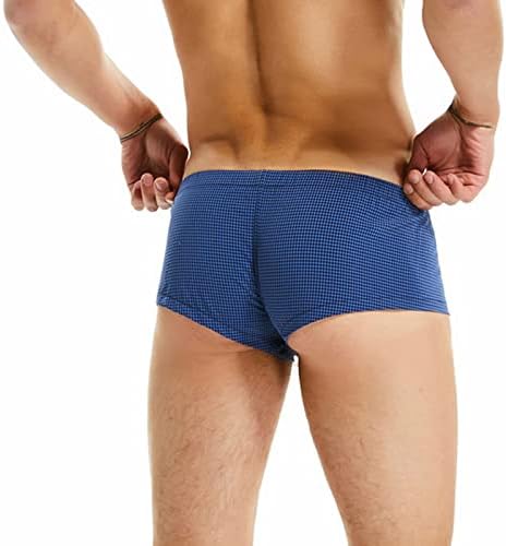 Boxers para homens xadrez casual casual shorts caseiros respiráveis ​​cintura baixa calça lateral estreita calcinha