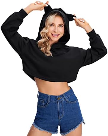 WDIRARARA FEMNIMA LONGA MANEVA CRUPTA CAPA TOPS CATA CATA CAUSAL PLAY PULLOVERS SORTE DO CAMANHA BLATE BLACK